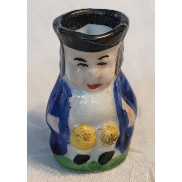 2 Toby Pitcher Japan Miniature Jug Creamer Ceramic Man Mug Style Vtg Colonial - Picture 4 of 16